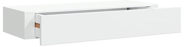 Półka ścienna z szufladą, biała, 60 x 23,5 x 10 cm, mdf