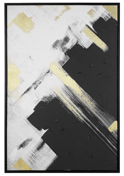 Obraz drukowany płótno 93 x 63 cm poliester rama MDF czarno-biały abstrakt Sora Beliani