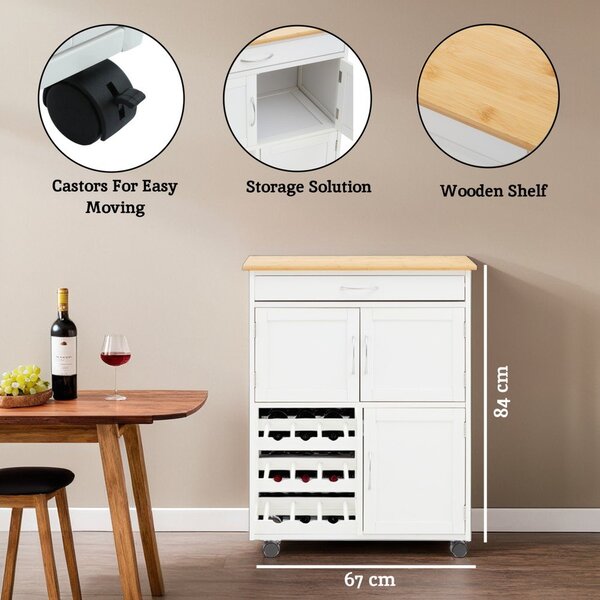 Bambusowy barek na kółkach 37x67 cm Harlow – Premier Housewares