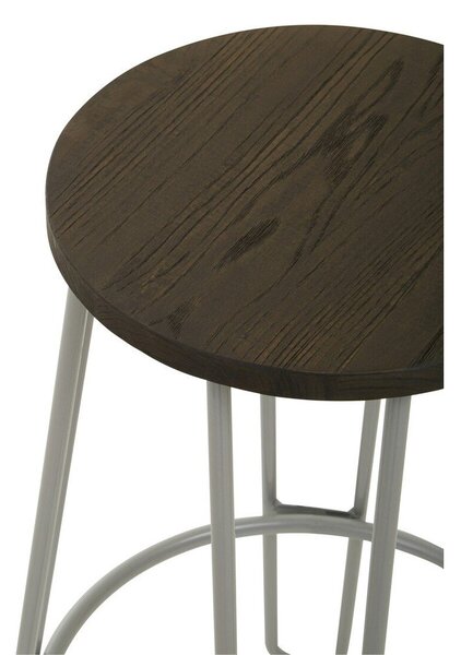 Szary/w ciemnym naturalnym kolorze hoker z litego drewna wiązu (wysokość siedziska 75 cm) District – Premier Housewares