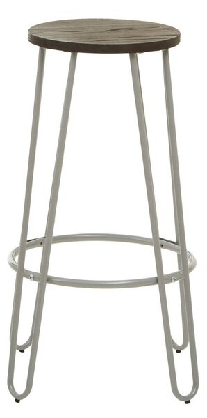 Szary/w ciemnym naturalnym kolorze hoker z litego drewna wiązu (wysokość siedziska 75 cm) District – Premier Housewares