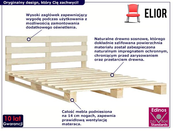 Podwójne łóżko z palet 180 x 200 cmZ8-R41