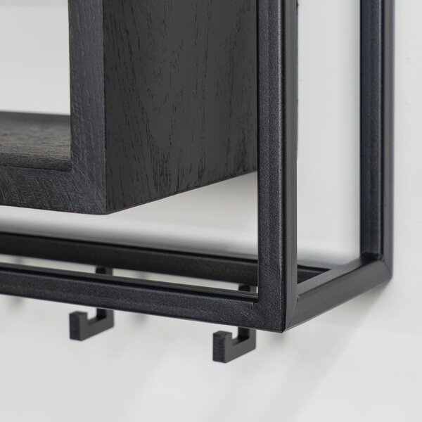 Czarny metalowy wieszak ścienny z półką 118 cm School – Spinder Design