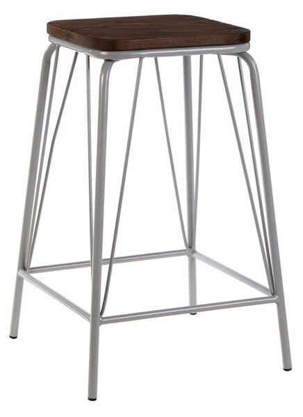 Szary/w ciemnym naturalnym kolorze stołek z litego drewna wiązu District – Premier Housewares