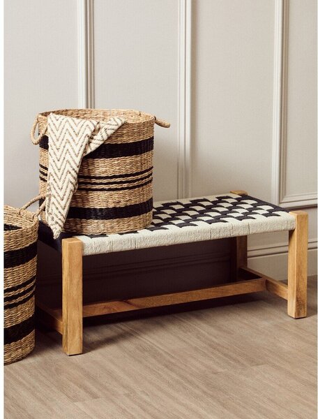 Czarno-biała drewniana ławka Satna – Premier Housewares