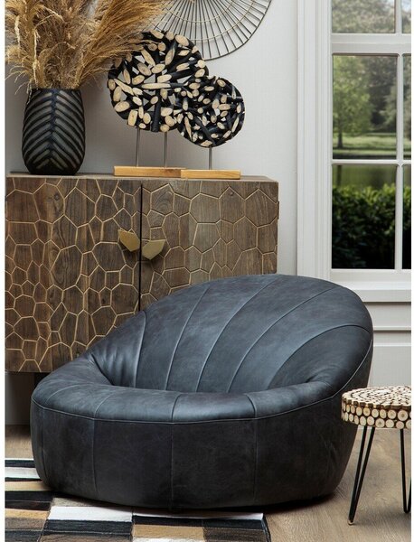 Czarny skórzany fotel Hoxton – Premier Housewares