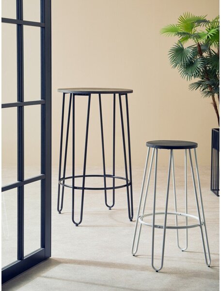 Biały/w naturalnym kolorze hoker z litego drewna wiązu (wysokość siedziska 75 cm) District – Premier Housewares