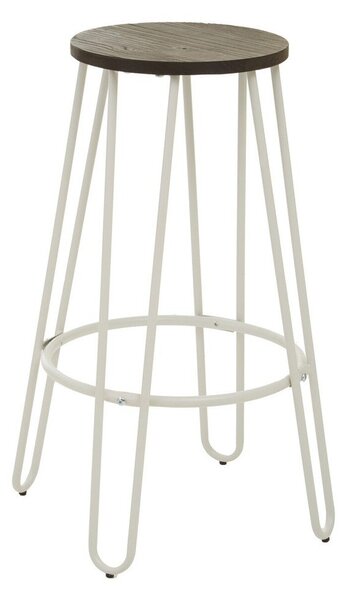 Biały/w naturalnym kolorze hoker z litego drewna wiązu (wysokość siedziska 75 cm) District – Premier Housewares