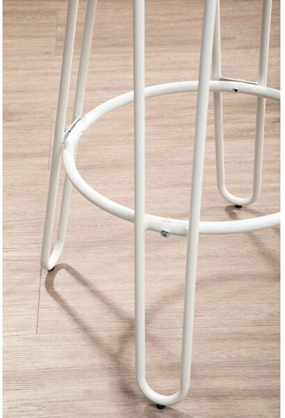 Biały/w naturalnym kolorze hoker z litego drewna wiązu (wysokość siedziska 75 cm) District – Premier Housewares