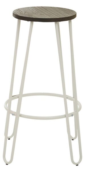 Biały/w naturalnym kolorze hoker z litego drewna wiązu (wysokość siedziska 75 cm) District – Premier Housewares