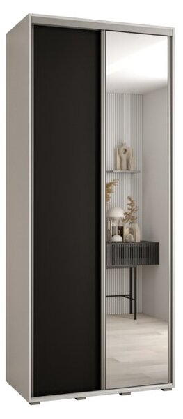 Szafa przesuwna wysoka Davos 3 100, gł. 60 cm biały + czarny + srebrny