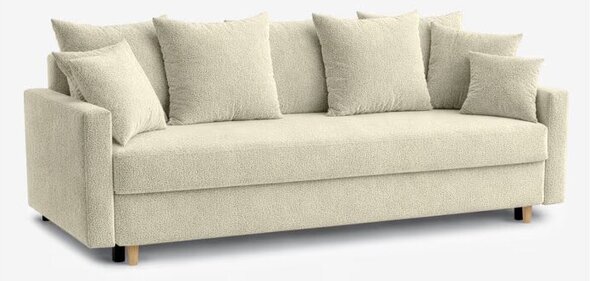 Sofa Rozkładana Kanapa z Funkcją Spania Do Salonu Kremowa MARIELA