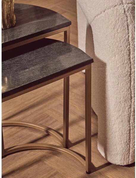 Stoliki zestaw 2 szt. z marmurowym blatem 28x45 cm Varana – Premier Housewares