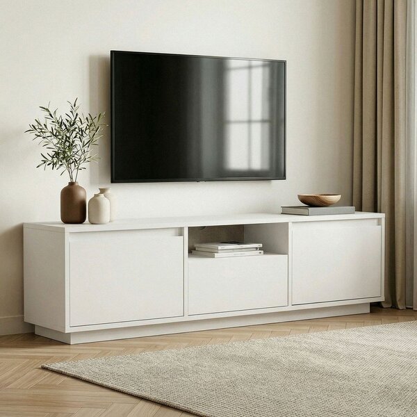Biała szafka pod TV 160x42x30 cm Sentinel – Kalune Design