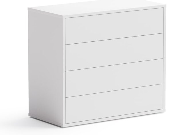 Biurowa komoda z szufladami BLOCK, 800 × 400 × 710 mm, 4 szuflady, biały
