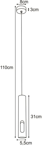 Czarna lampa wisząca tuba z wycięciem - S863 H0-T65