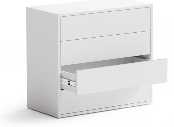 Biurowa komoda z szufladami BLOCK, 800 × 400 × 710 mm, 4 szuflady, biały