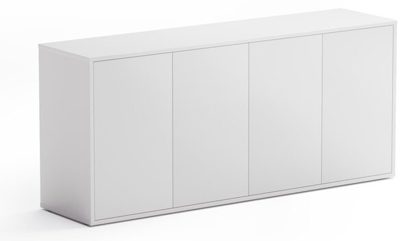 Komoda biurowa BLOCK, 1600 × 400 × 710 mm, 4 drzwi, biały