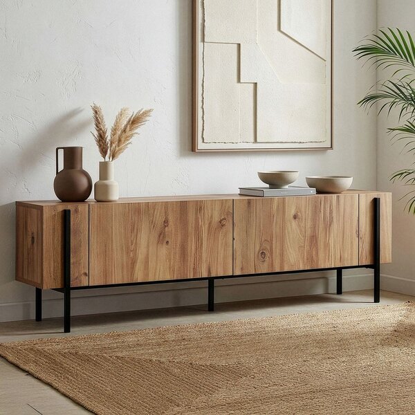 Szafka pod TV w dekorze sosny w naturalnym kolorze 180x45x30 cm Nexus – Kalune Design