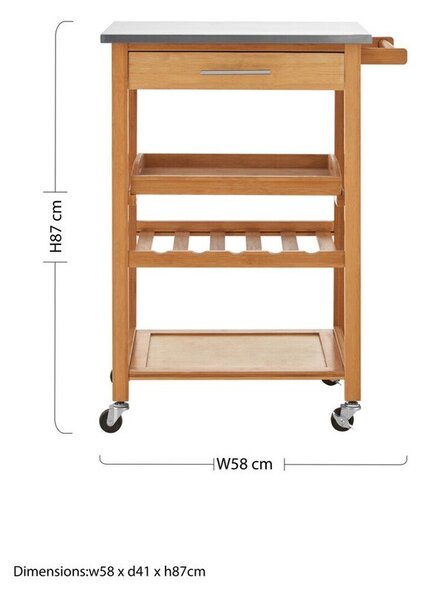 Bambusowy barek na kółkach 41x58 cm Harlow – Premier Housewares