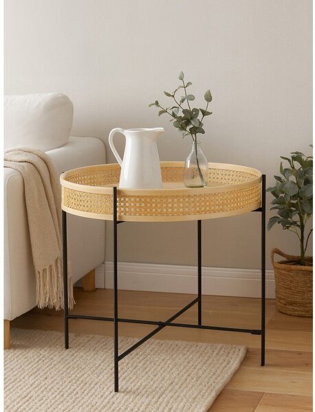 Rattanowy okrągły stolik w naturalnym kolorze ø 60 cm Depok – Premier Housewares