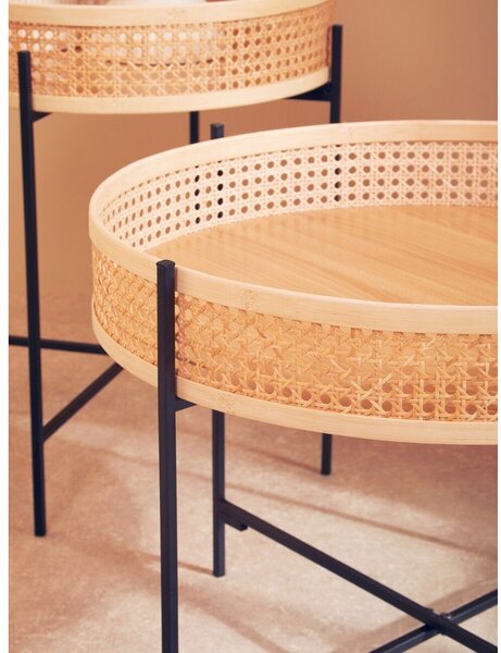 Rattanowy okrągły stolik w naturalnym kolorze ø 60 cm Depok – Premier Housewares