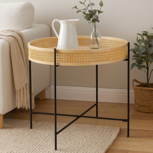 Rattanowy okrągły stolik w naturalnym kolorze ø 60 cm Depok – Premier Housewares