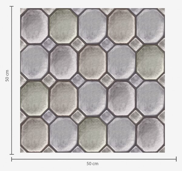 Tapety Geometryczny wzór z szarych i zielonkawych płytek, Tapety Abstrakcyjne, a01259 : Uwalls.pl