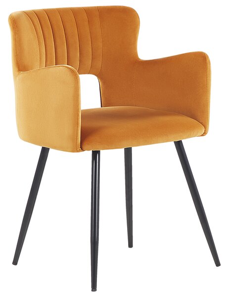 Nowoczesne krzesło do jadalni welurowe pomarańczowe metalowe nogi Sanilac Beliani