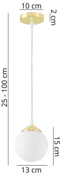 LAMPA WISZĄCA SUFITOWA NOWOCZESNA ZŁOTO KLASYCZNE BIAŁA KULA FINO W1 LED