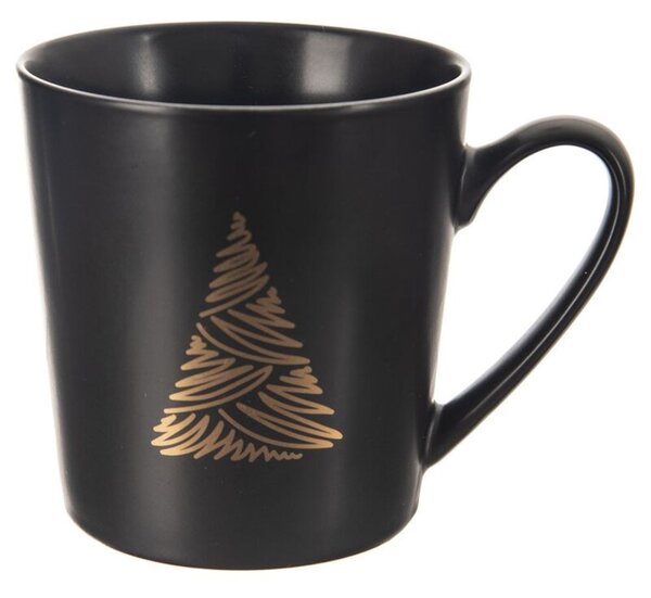 Kubek porcelanowy czarny choinka 500 ml