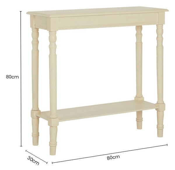 Konsola z litego drewna sosnowego w kolorze kości słoniowej 30x80 cm Heritage – Premier Housewares