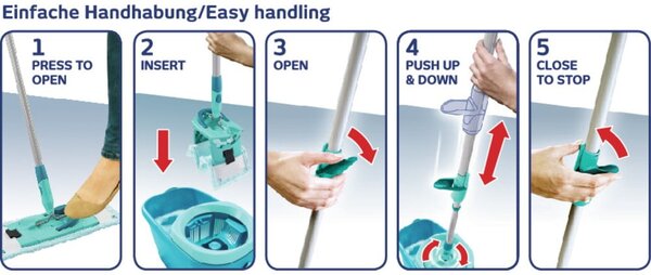 Mop z wiadrem i płynem do mycia podłóg Clean Twist M Ergo – LEIFHEIT