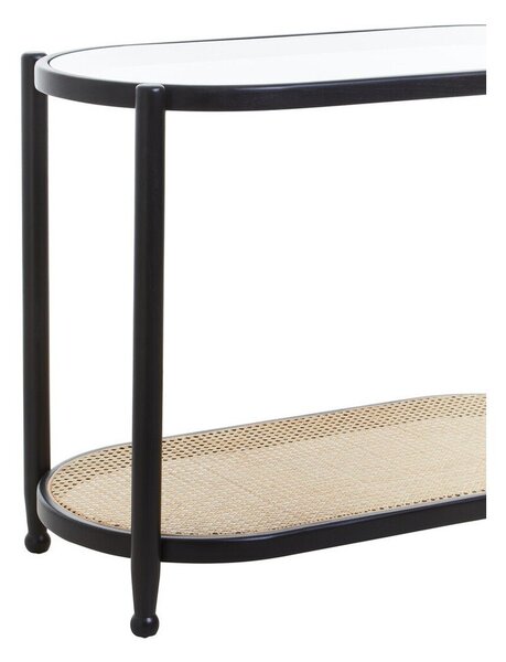 Czarna/w naturalnym kolorze konsola ze szklanym blatem 49x100 cm Cebu – Premier Housewares