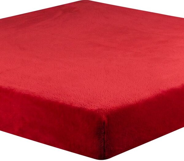 Napinane prześcieradło z mikropluszu czerwone 90 x 200 cm