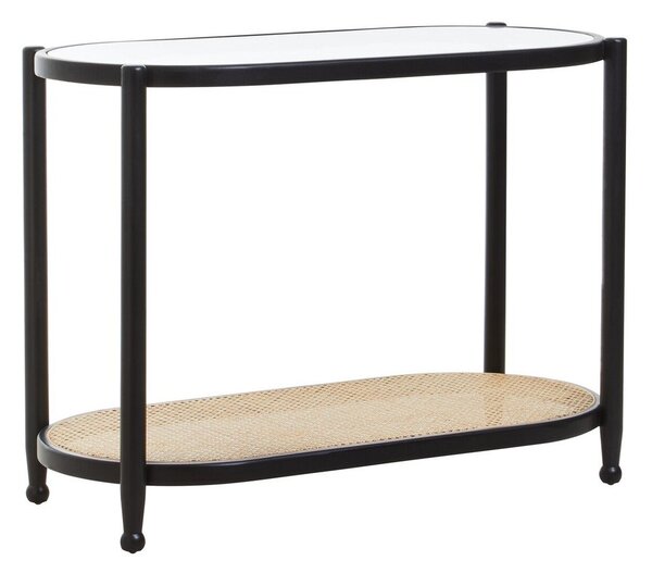 Czarna/w naturalnym kolorze konsola ze szklanym blatem 49x100 cm Cebu – Premier Housewares