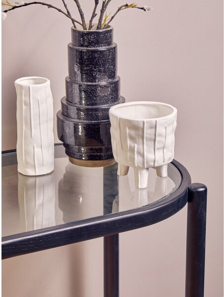 Czarna/w naturalnym kolorze konsola ze szklanym blatem 49x100 cm Cebu – Premier Housewares