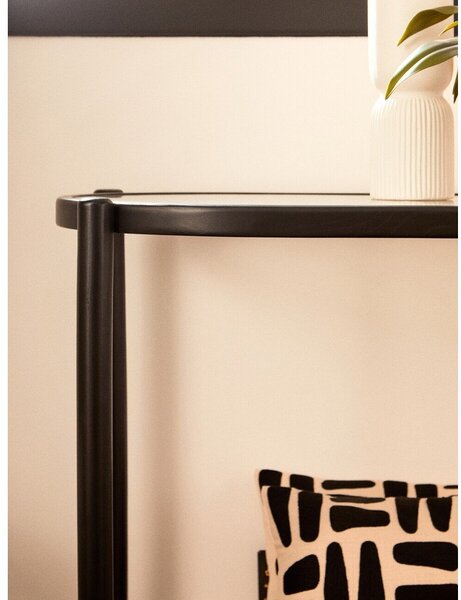 Czarna/w naturalnym kolorze konsola ze szklanym blatem 49x100 cm Cebu – Premier Housewares
