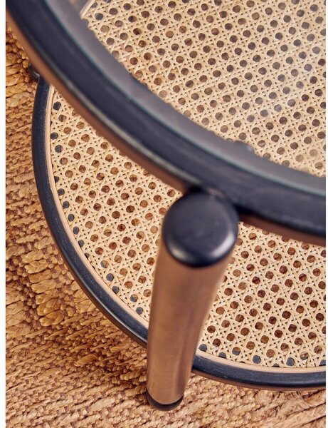 Czarna/w naturalnym kolorze konsola ze szklanym blatem 49x100 cm Cebu – Premier Housewares