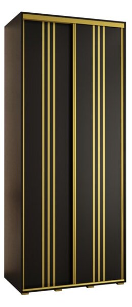 Szafa przesuwna wysoka Davos 6 120, gł. 45 cm czarny + czarny + złoty