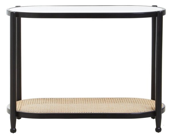 Czarna/w naturalnym kolorze konsola ze szklanym blatem 49x100 cm Cebu – Premier Housewares