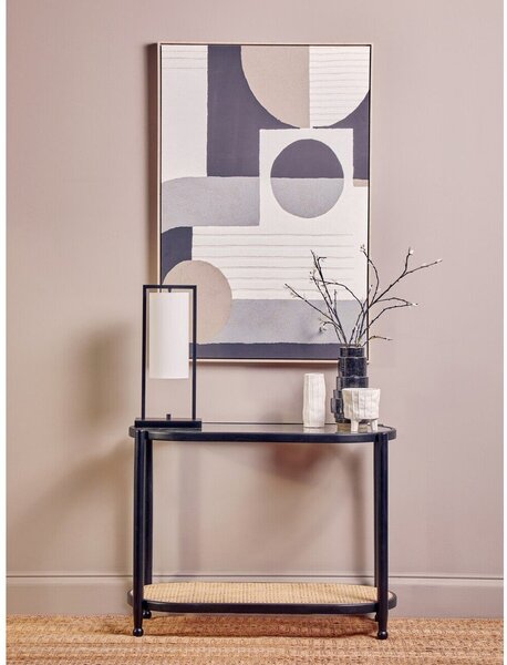 Czarna/w naturalnym kolorze konsola ze szklanym blatem 49x100 cm Cebu – Premier Housewares