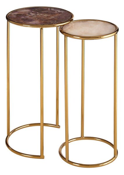 Okrągłe stoliki zestaw 2 szt. z kamiennym blatem ø 31 cm Vita – Premier Housewares