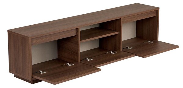 Szafka pod TV w dekorze orzecha w ciemnym naturalnym kolorze 160x42x30 cm Sentinel – Kalune Design