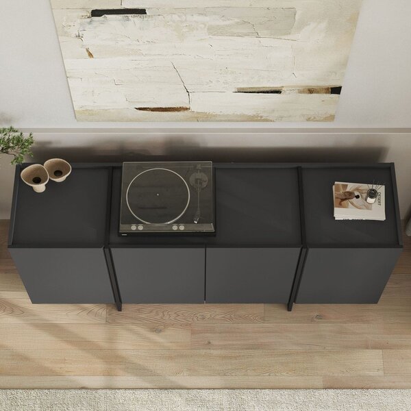 Antracytowa komoda z otworem na kable 180x80x45 cm Dorma – Kalune Design