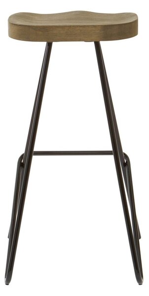 Czarny/w naturalnym kolorze hoker z litego drewna wiązu (wysokość siedziska 78 cm) District – Premier Housewares