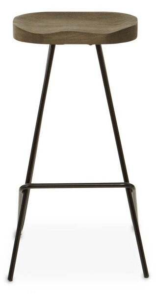 Czarny/w naturalnym kolorze hoker z litego drewna wiązu (wysokość siedziska 78 cm) District – Premier Housewares