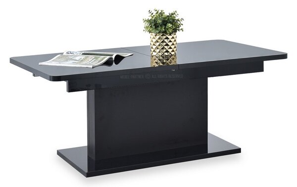 Elegancki ławo-stół presto czarny połysk multifunkcyjna ława rozkładana i podnoszona