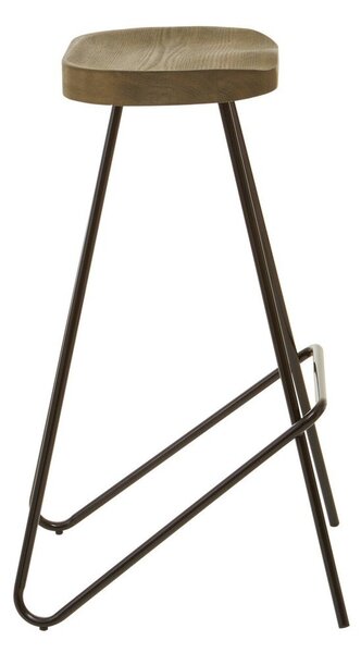 Czarny/w naturalnym kolorze hoker z litego drewna wiązu (wysokość siedziska 78 cm) District – Premier Housewares