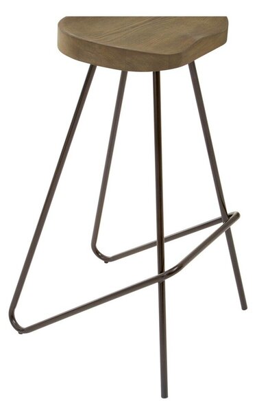 Czarny/w naturalnym kolorze hoker z litego drewna wiązu (wysokość siedziska 78 cm) District – Premier Housewares